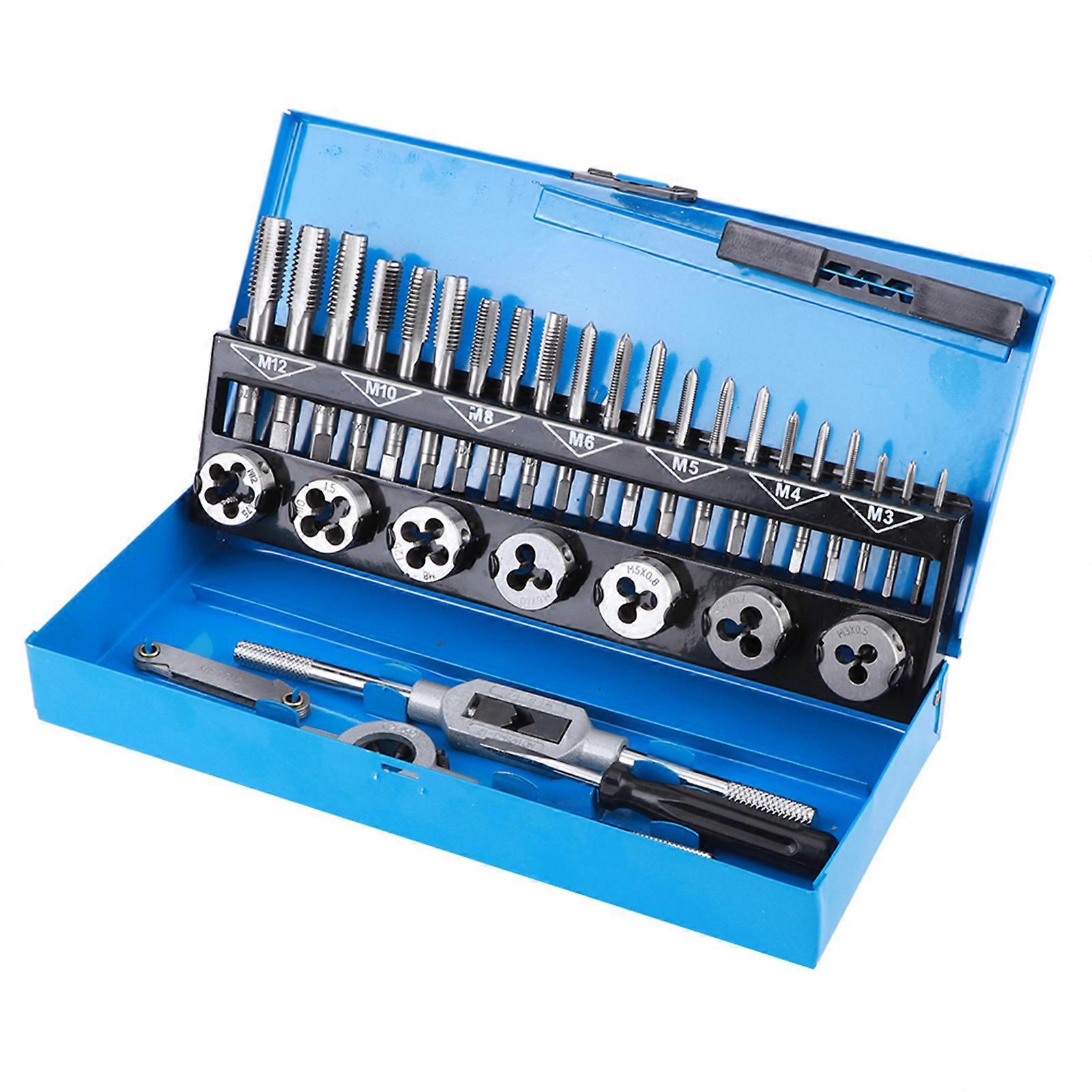 32Pcs/Set Threaded Tap and Die Set Rethread Tool Kit with Storage Bag