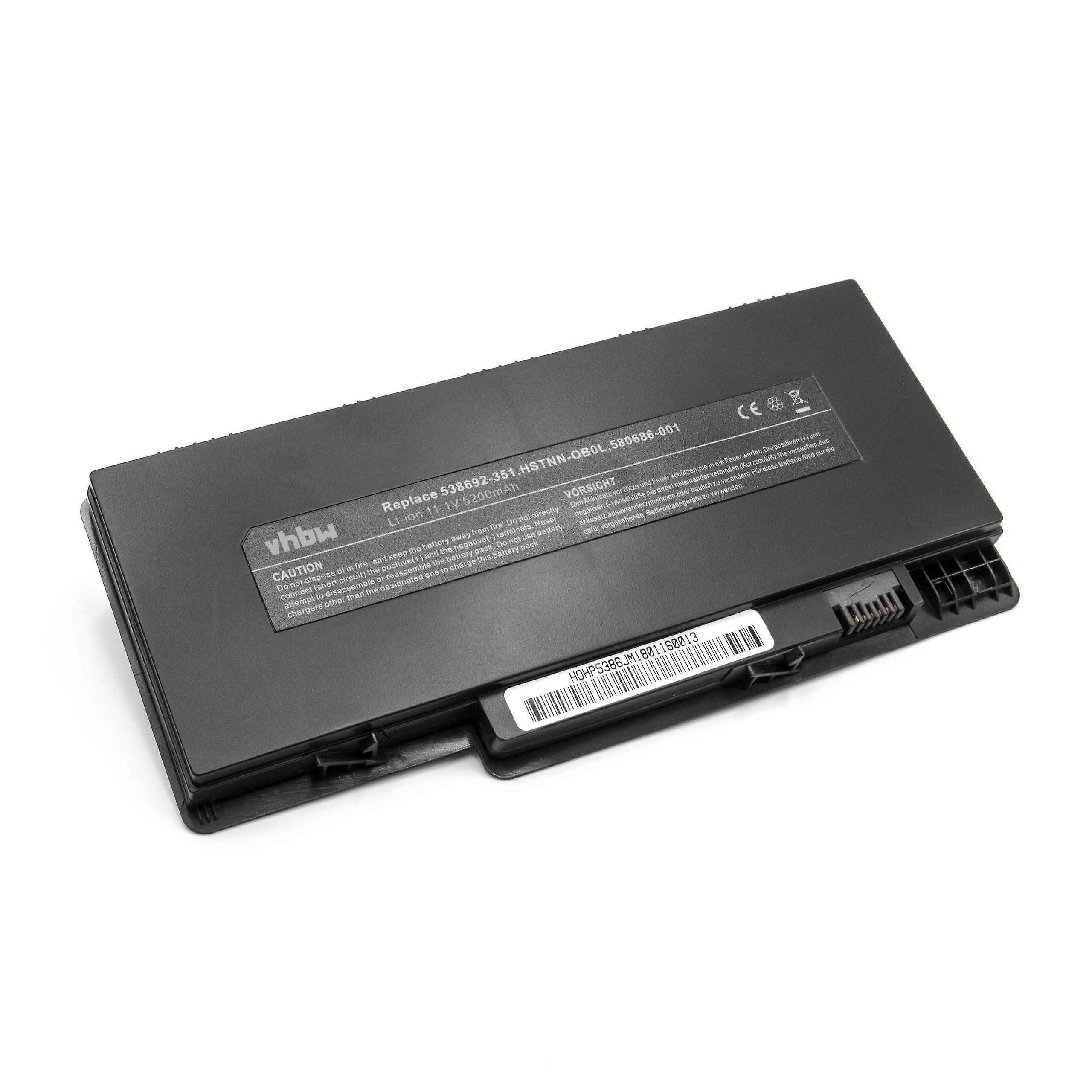 vhbw-batteri kompatibelt med HP Pavilion dm3-1034tx, dm3-1035br, dm3-1035dx, dm3-1035ef, dm3-1033tx, dm3-1032tx notebook (5200 mAh, 11,1 V, Li-polymer)