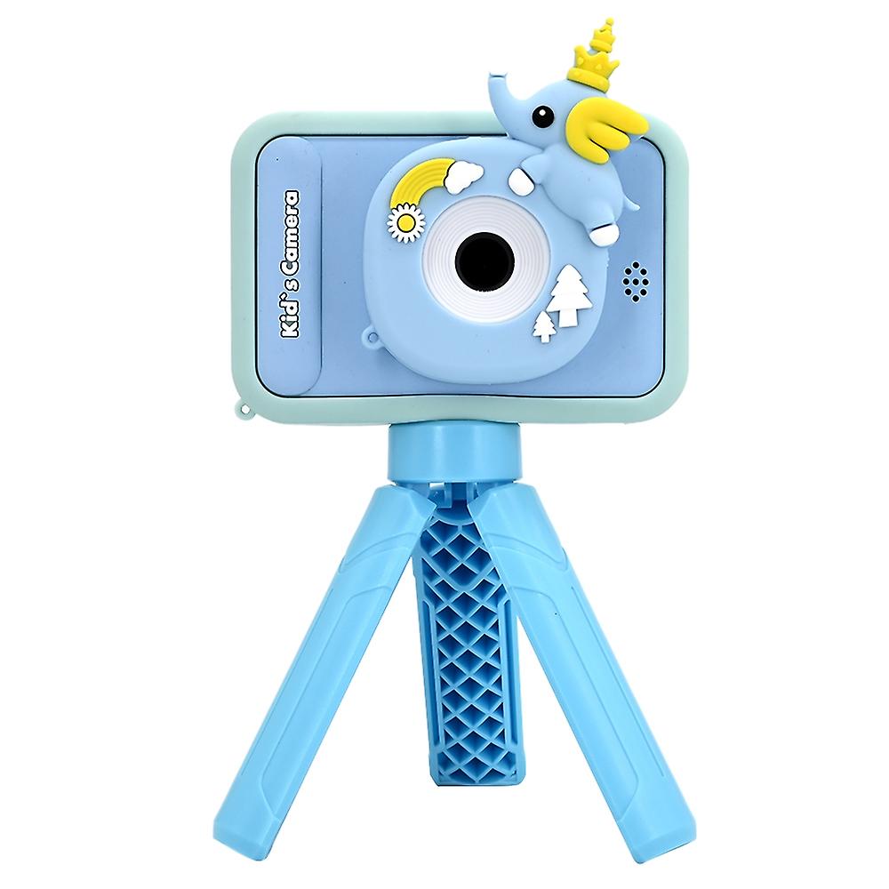 AC10 HD Dual Lens 2.4 Inch IPS Screen Kids Camera with Tripod + 32GB Memory Card - Blue