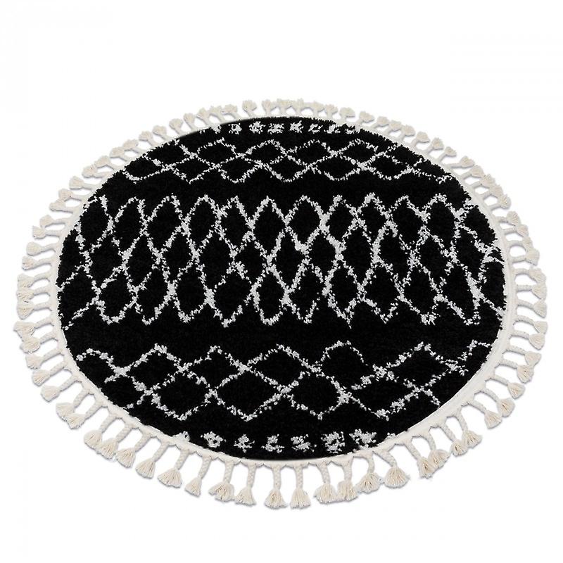 Carpet BERBER ETHNIC G3802 circle black / white Fringe Berber Moroccan shaggy