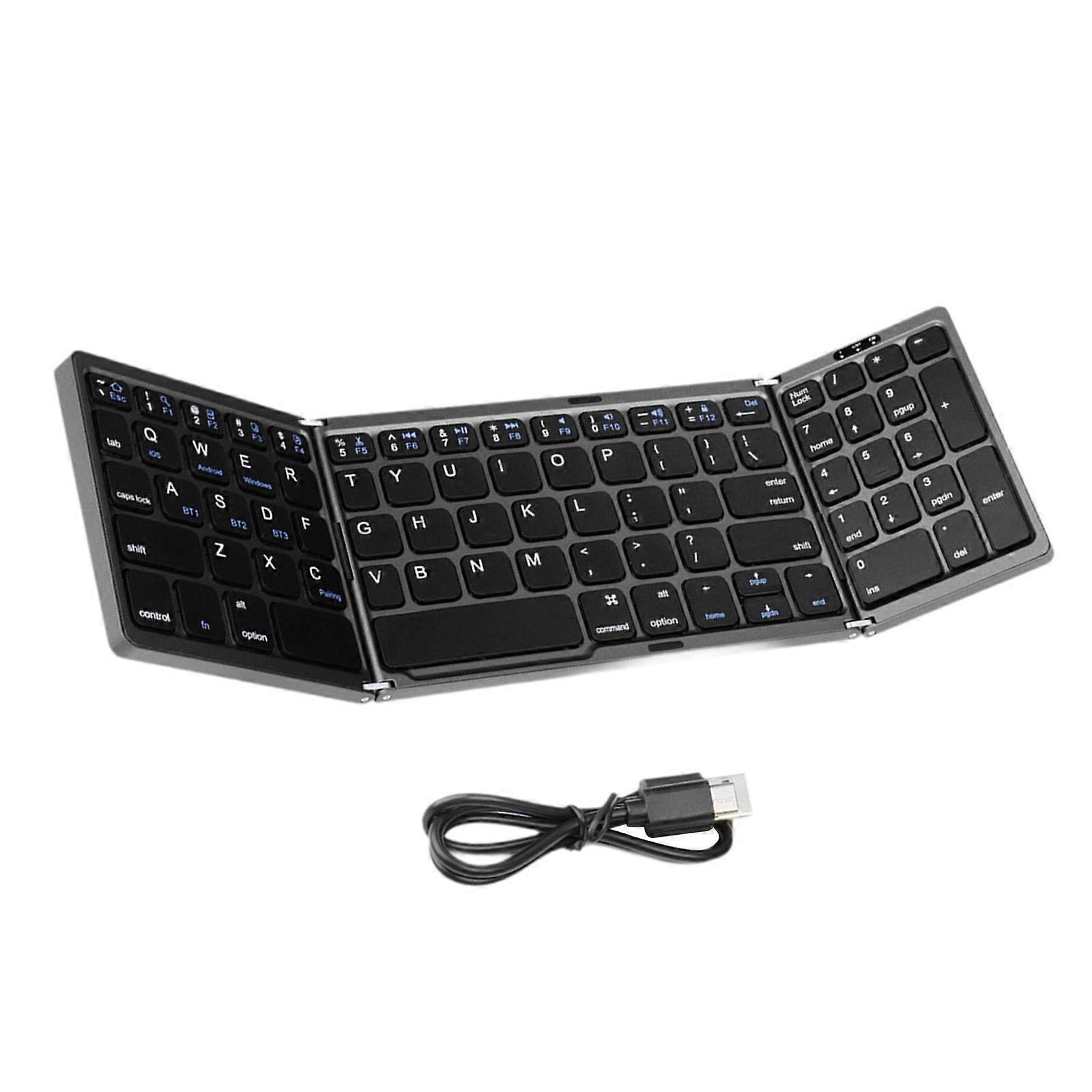 BT Folding Keyboard Black Portable Travel Keyboard for Laptop Office Working Gray