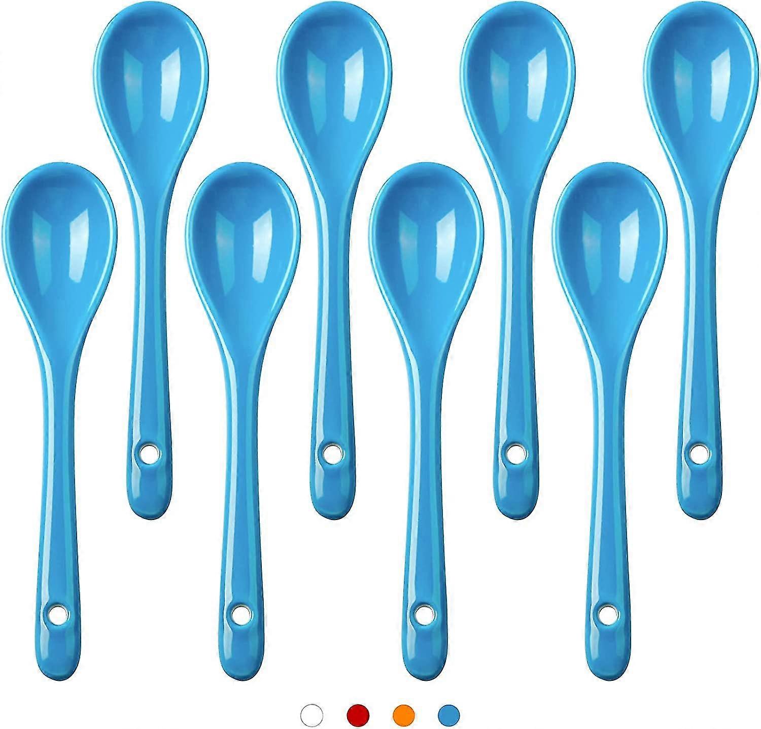 ملاعق صغيرة 8 قطع سيراميك، طقم ملاعق اسبريسو 4.7 بوصة،, ازرق حلويات ملاعق آمنة للغسل في غسالة الصحون