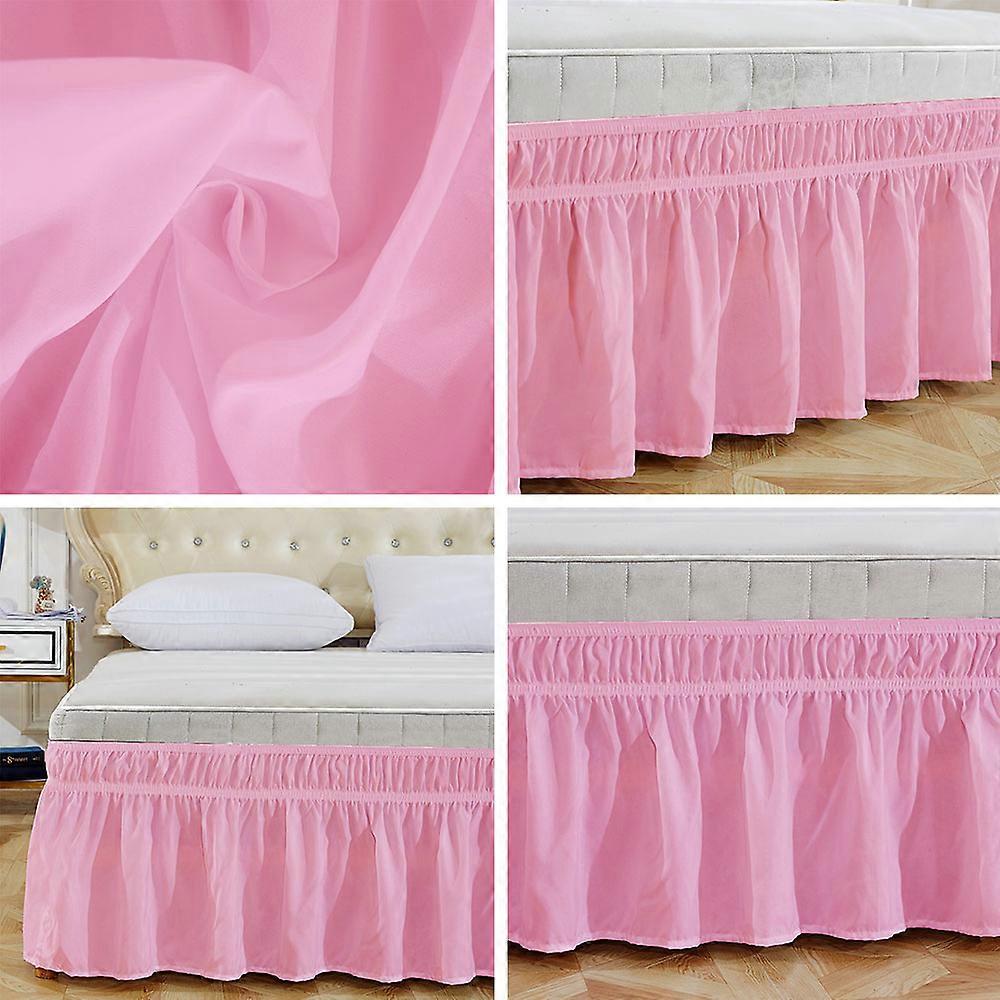 Säng Kjol Elastisk Wrap Tvättbar Fade Proof Wrap Runt Säng Kjol För Hem Hotell Queen