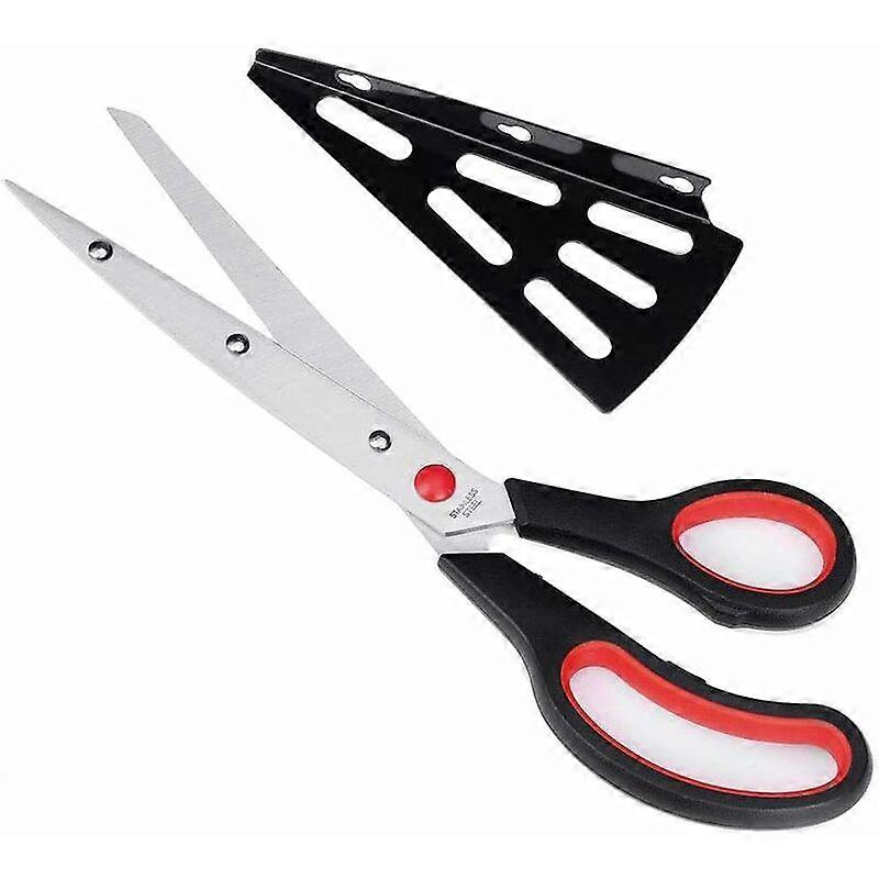 -Pizza Scissors, Steel Pizza Scissors with Serving Shovel Base - Pizza Cutter Professional Kitchen Accessories (Red)