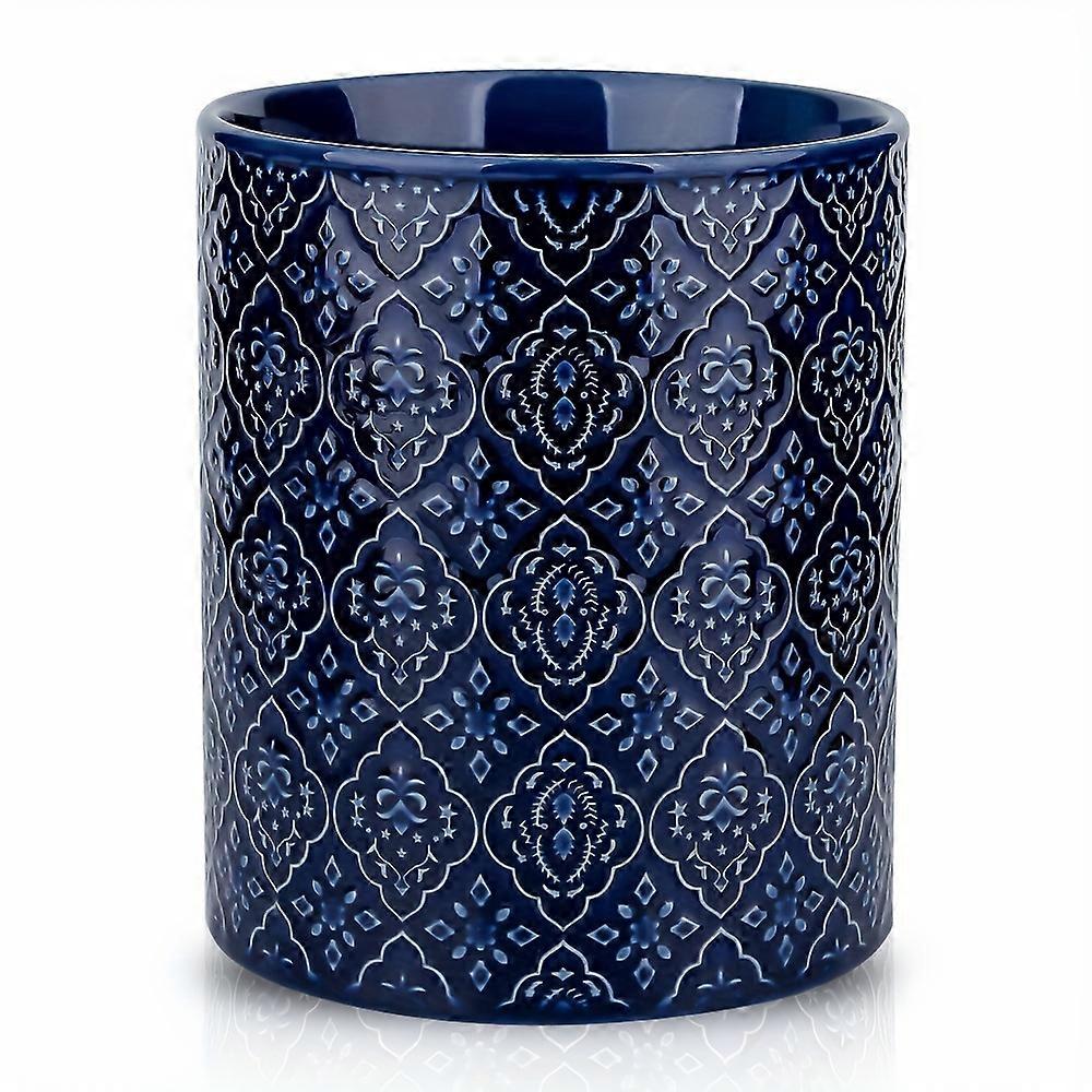 6 x 7 Inches KOOV Ceramic Utensil Holder - Spacious Countertop Storage with Deep and Stable Design, Attractive Embossed Pattern, Perfect for Cooking U