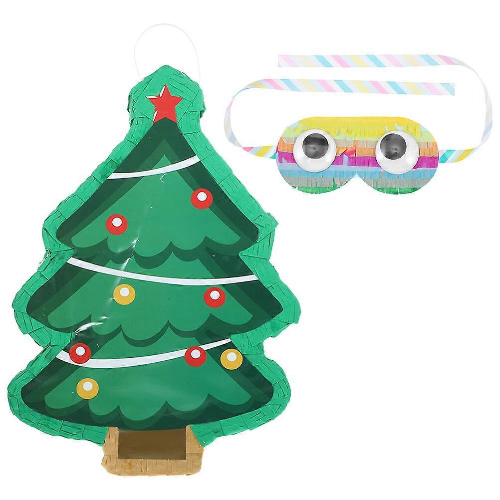 1 Set Christmas Tree Shaped Pinata Candy Filled Photo Prop with Paper Blinder