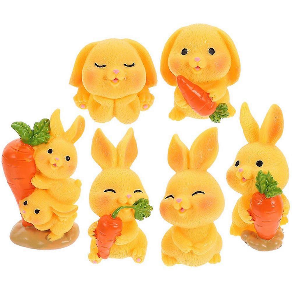 6Pcs Desktop Rabbit Figures Multi-function Mini Figurines Decorative Mini Figures