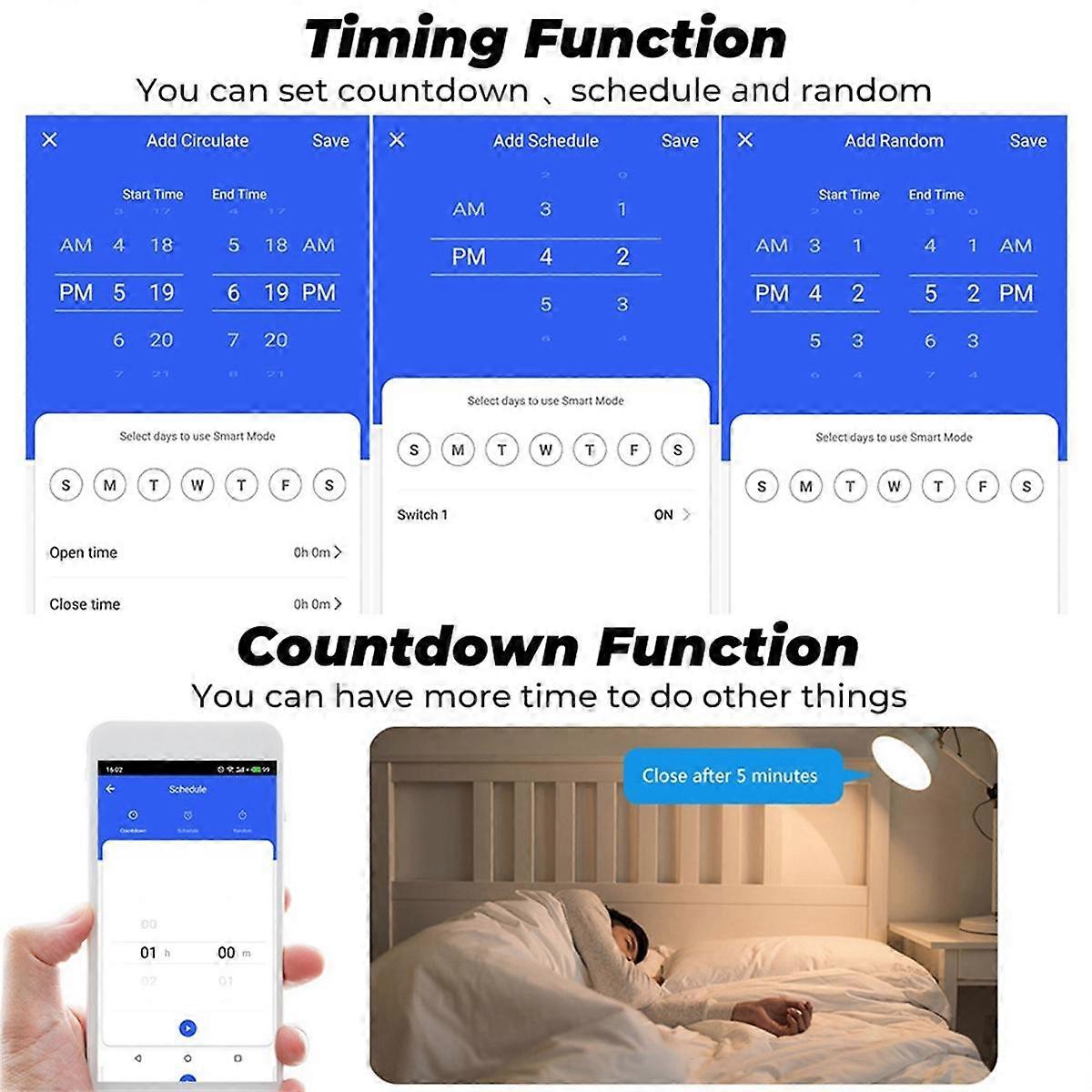 RF433 WiFi Smart Switch Tuya 16A Ljusbrytare MiniHome Säkringsrelä med Strömövervakning Smart Life APP Röst för Alexa, A
