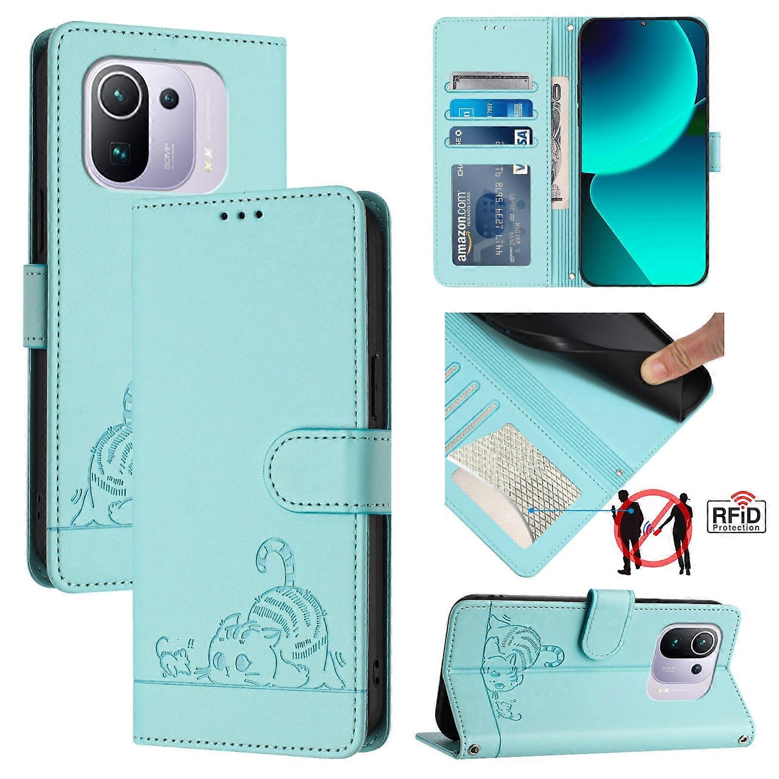 Cat Pattern PU Case For Xiaomi Mi 11 Pro