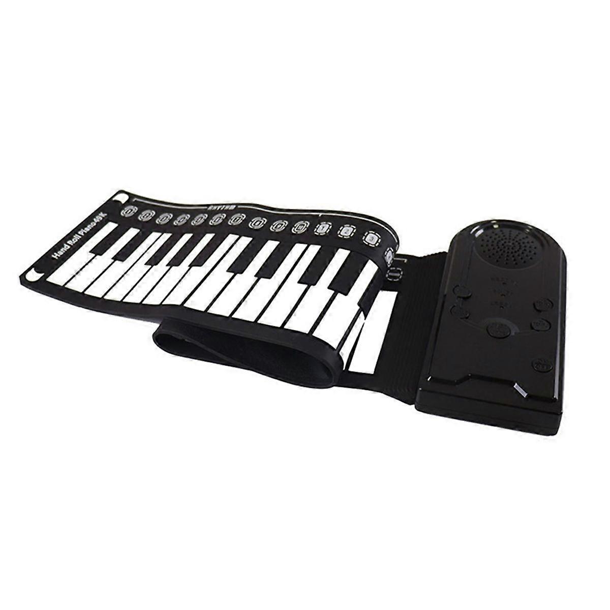 49-Key Hand-Rolled Piano with Speaker Portable Folding Children'S Piano Beginner Piano Teaching Instrument Black