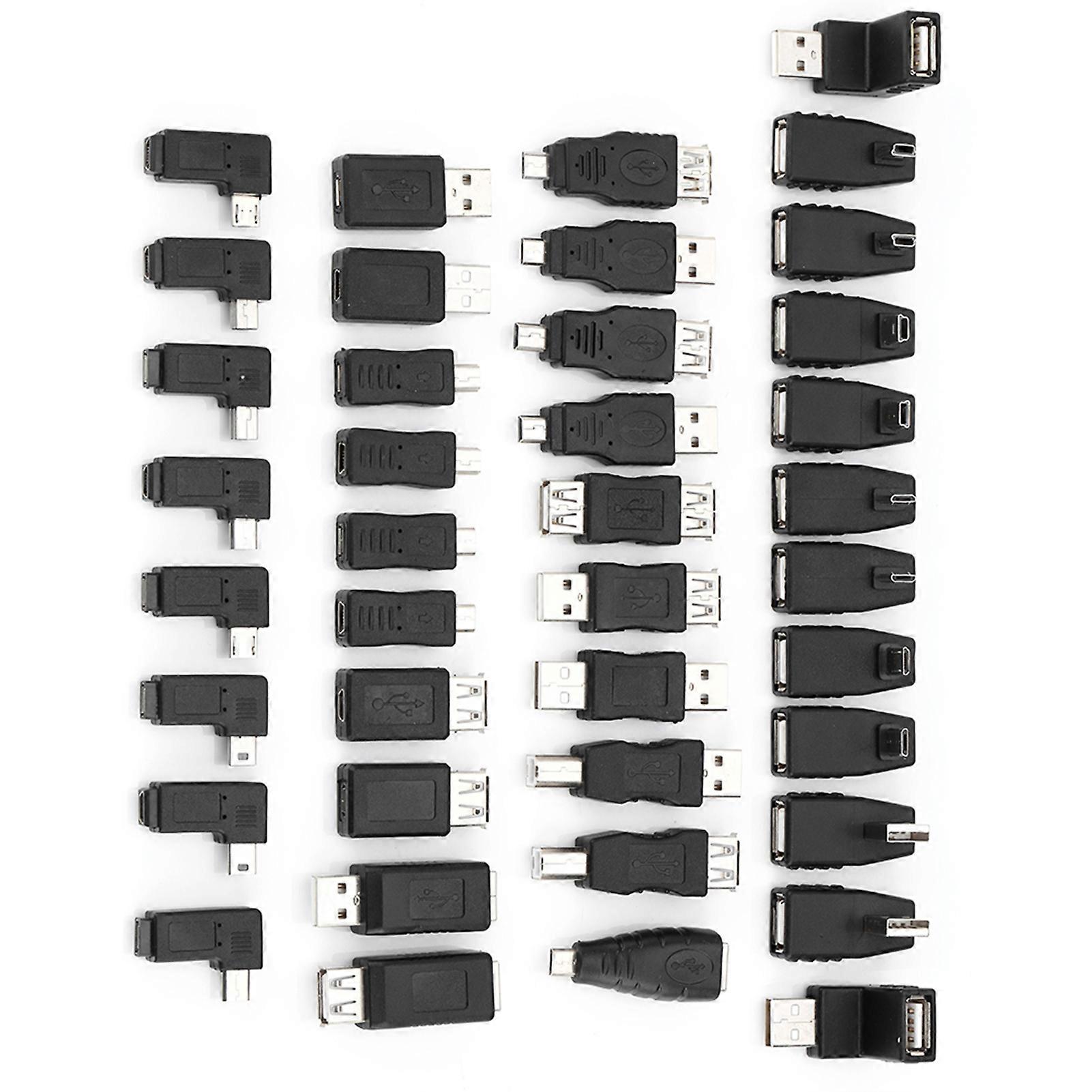 Pack of 40 Multiple USB2.0 Adapters Angled Mini Micro Type B Male Female Converters Connectors