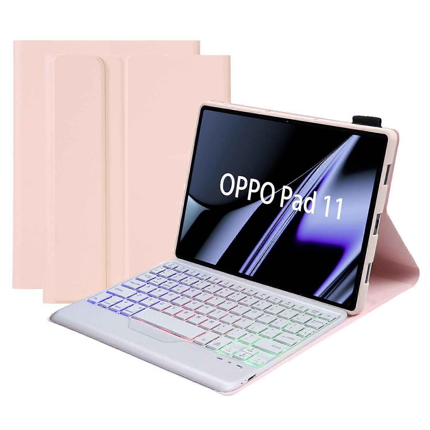OP11-BS For Oppo Pad 11-inch Detachable Bluetooth Keyboard Case with 3-Color Backlit PU Leather+TPU 