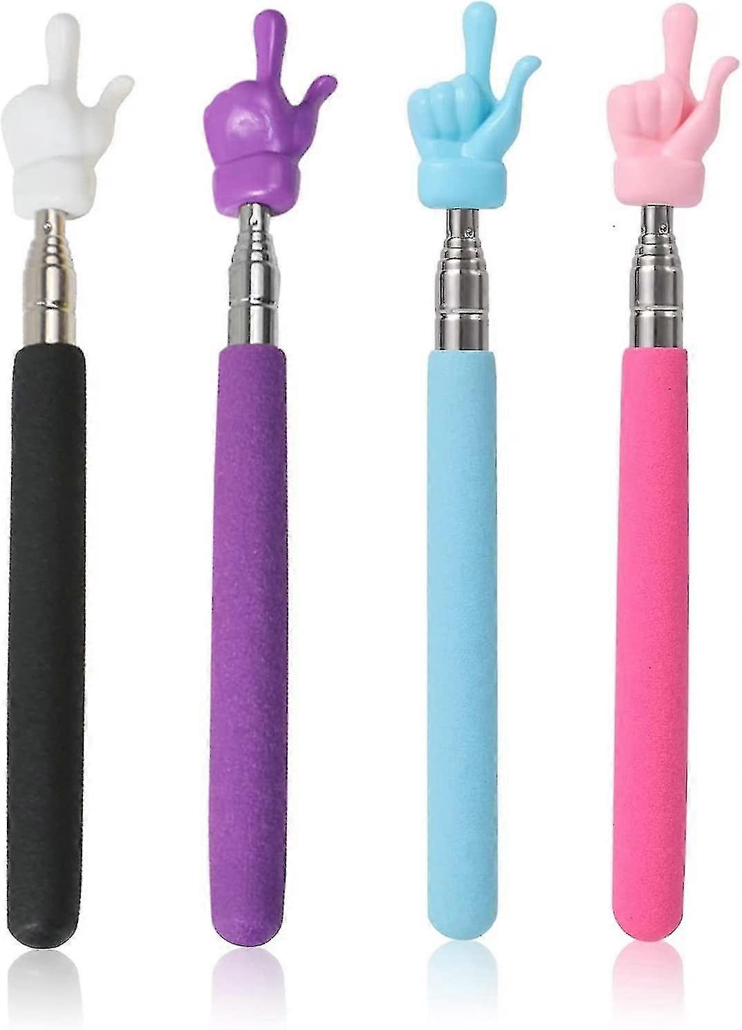 4stk teleskoplærere Pointer, Mini Hand Pointers Finger Pointer Stick Finger Pointer For School