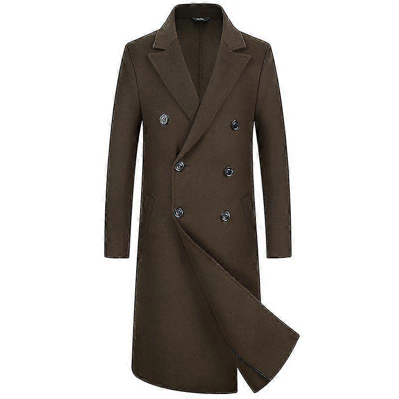 Feegow Herren Wollmantel - Langer Winter Trenchcoat Zweireihig Business