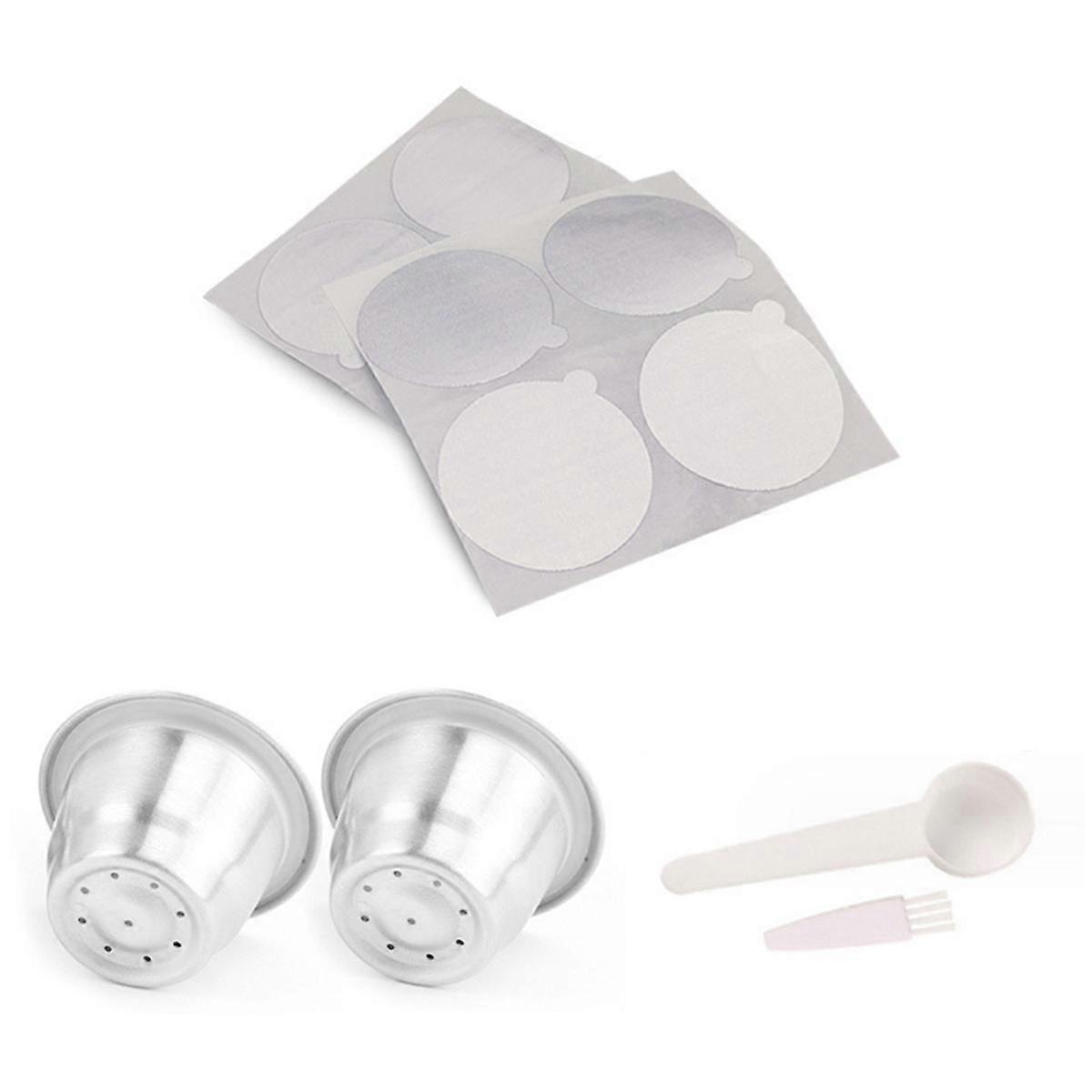 Capsules d'espresso réutilisables, dosettes d'espresso rechargeables en acier inoxydable avec feuilles d'aluminium