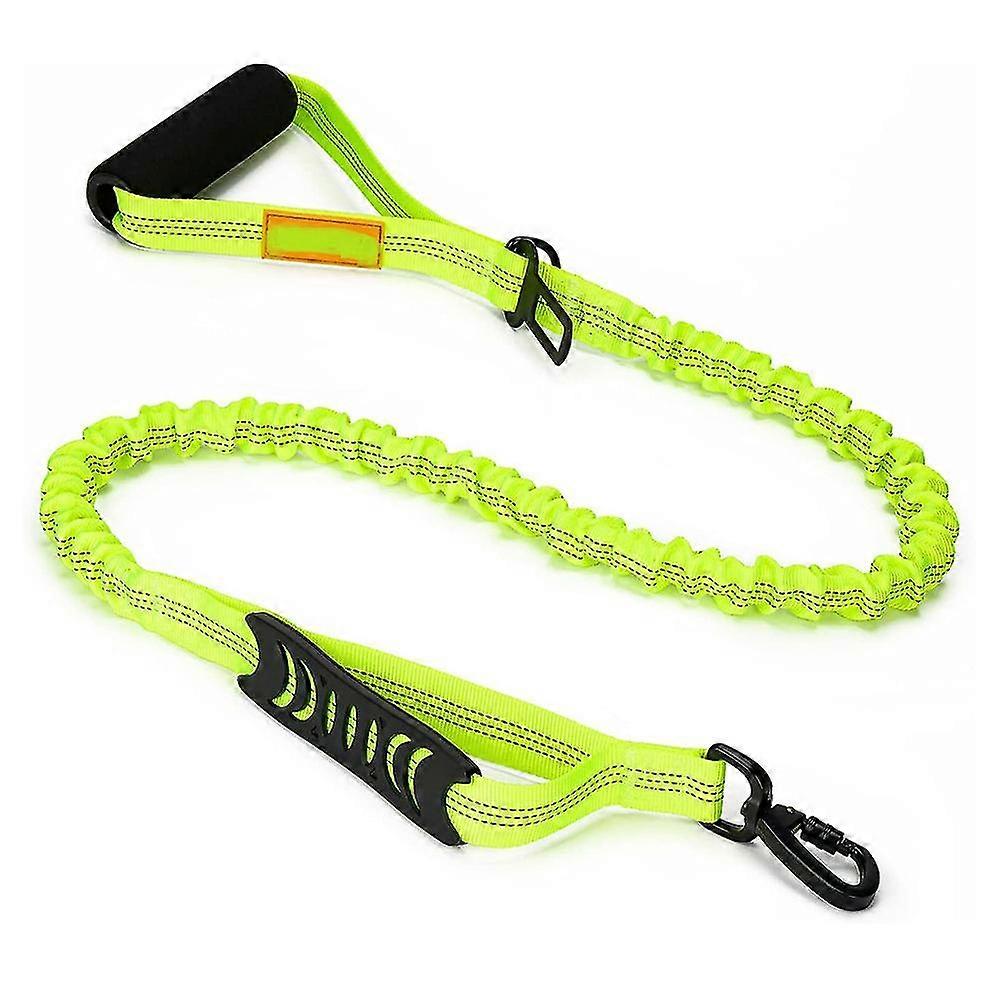 reflective dog leash shock absorbing with comfortable padded handle and traffic handle suitable
