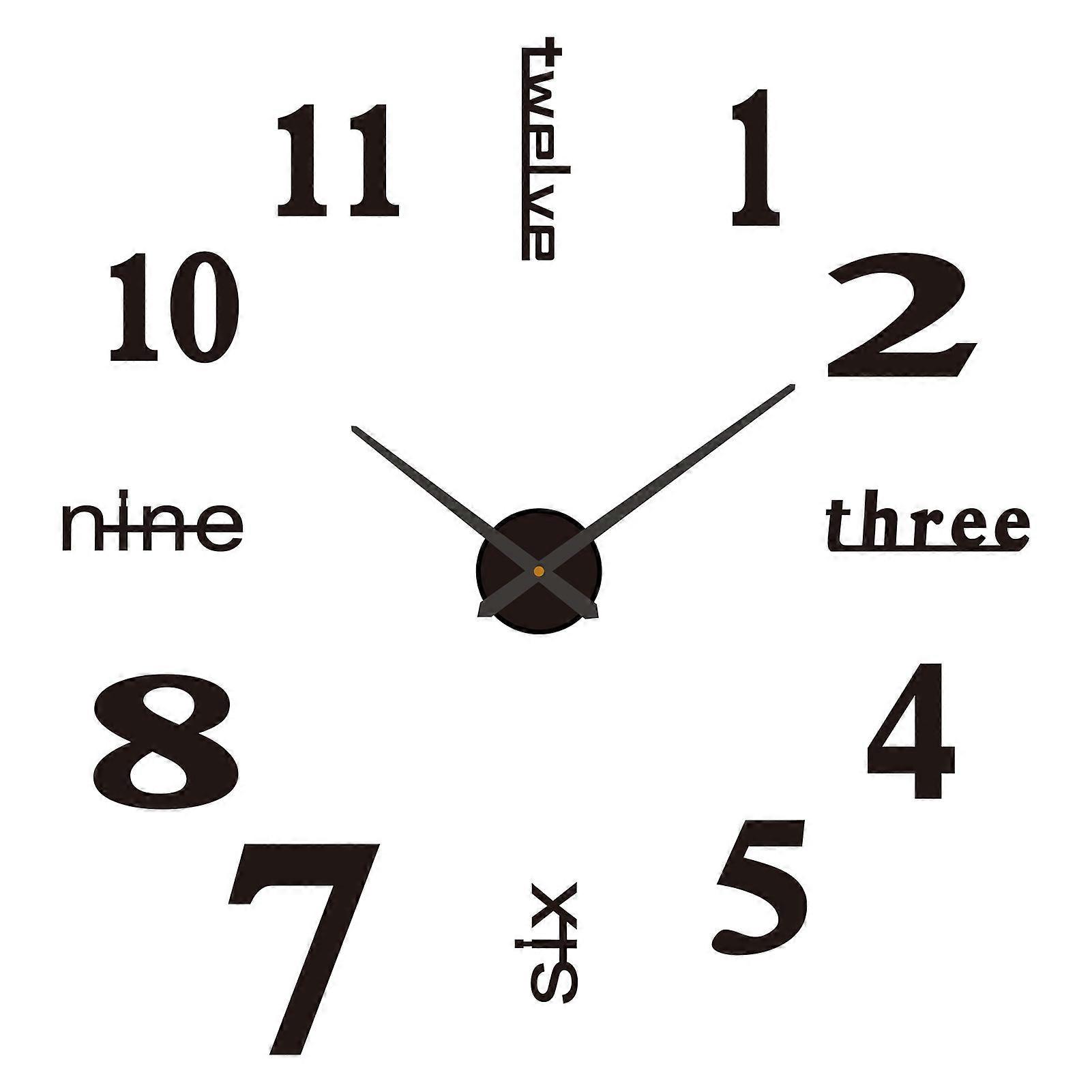 Frameless DIY Wall Clock Large Modern Design Decor DIY Wall Clock for Home Decorations
