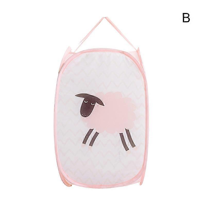 Cute Cartoon Laundry Basket with Handles Collapsible Large Capacity Dust Proof Dirty Laundry Hamper