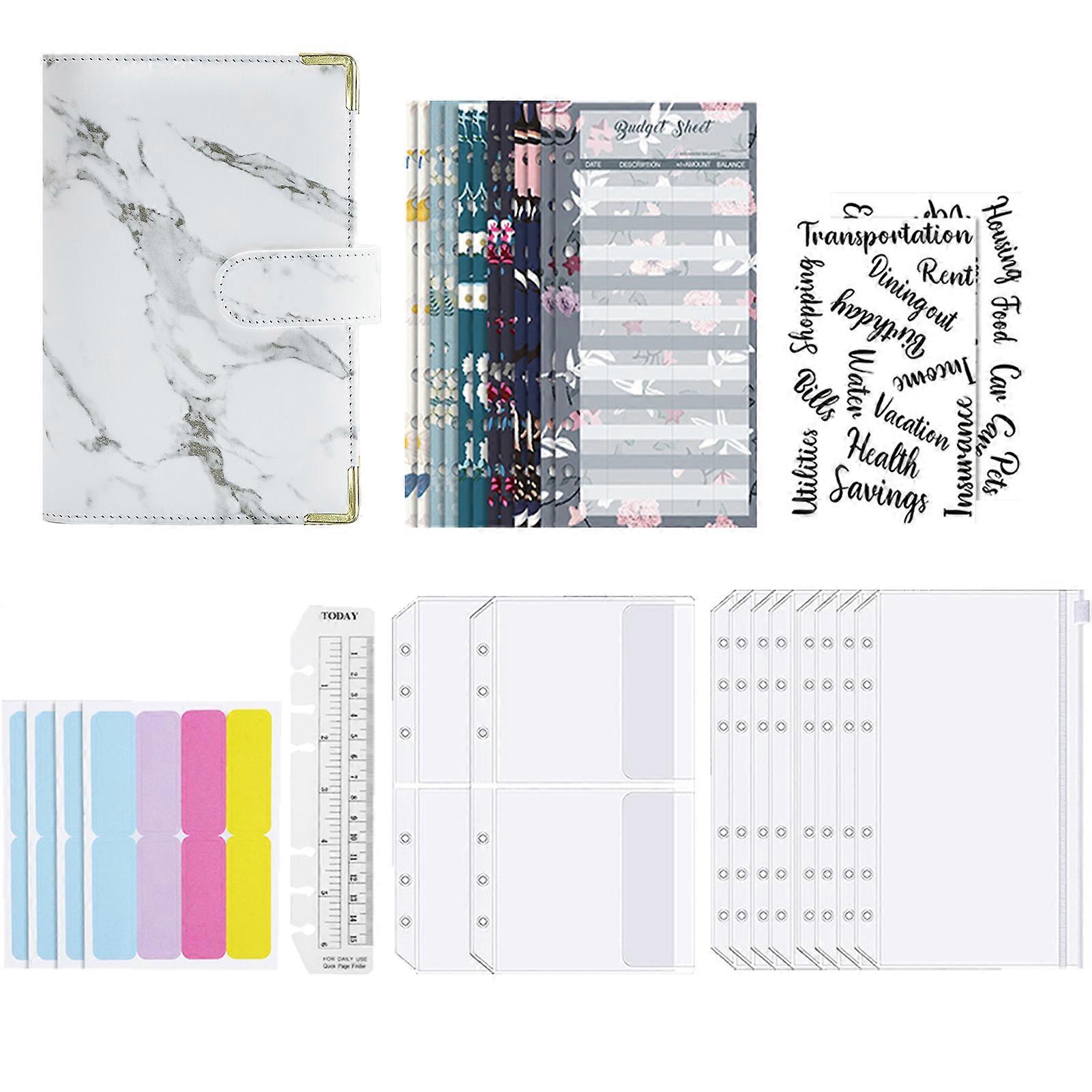 A6 PU Leather Notebook Binder 6-Hole Loose-Leaf Book for Store Bills Checks