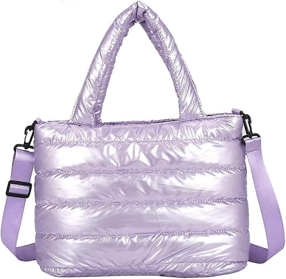 Puffer Tote Bag for Women Quilted Puffy Handbag Lightweight Winter Down Cotton Padded Shoulder Bag Down Padding