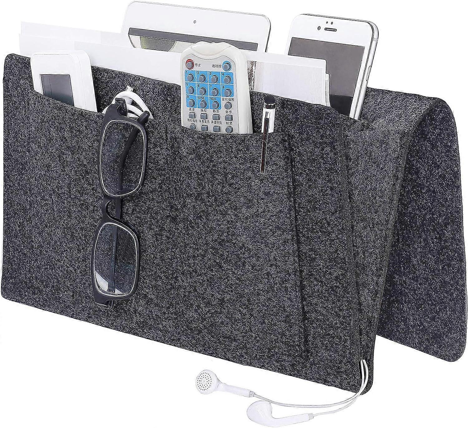 منظم العلبة ، حقيبة تخزين جيب بجانب السرير مع كابل شحن للهاتف ، جهاز التحكم عن بعد ، الجرائد ، القلم ، المجلات ، نظارات رمادي غامق ، 2024