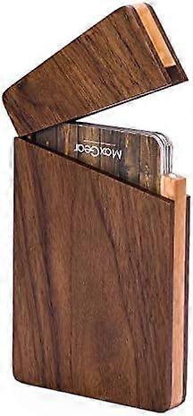 Business Card Holder Wood Business Card Holders, Business Card Case Name Card Holder for Men Pocket Card Holder with Magnetic Closure, Walnut Beech