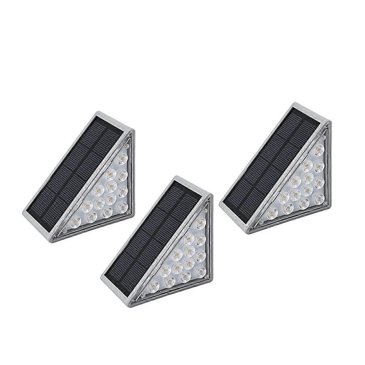 3PCS Solar Stair Light Outdoor Home No Wiring Rainproof Gray Solar Step Light Ambience Light,Warm L