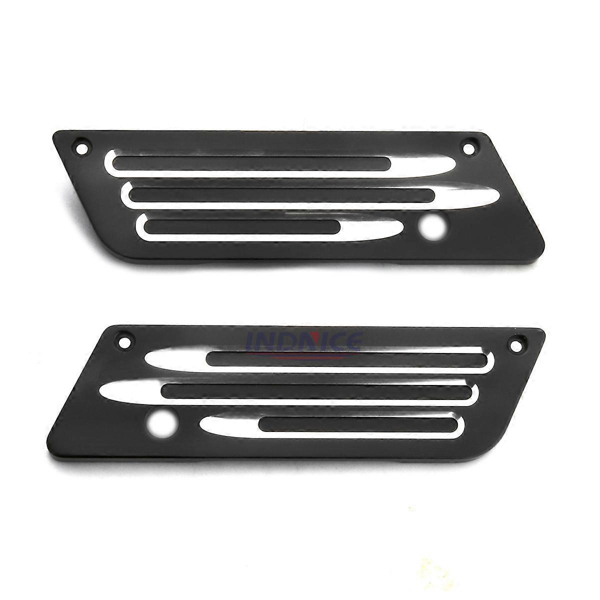 ハーレーツーリングFLHX FLHRロードストリートグライドキング1993-2013のためのブラックアルミニウムエッジカットサドルバッグラッチカバー