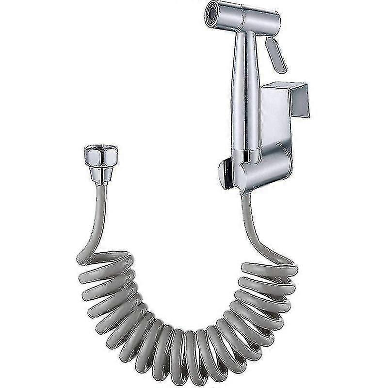 手持ちビデ噴霧器 - 水タンクフックと59 "腹筋伸縮フレキシブルシャワーホース配管、トイレ、ビデバスルームスプレーガン用 - シルバー