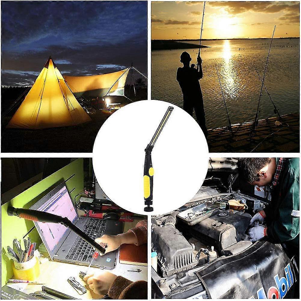 Rechargeable Led Work Light With Magnetic And Usb Foldable 360 Degree Rotation, For Household Workshop Outdoor Camping Hiking (yellow)