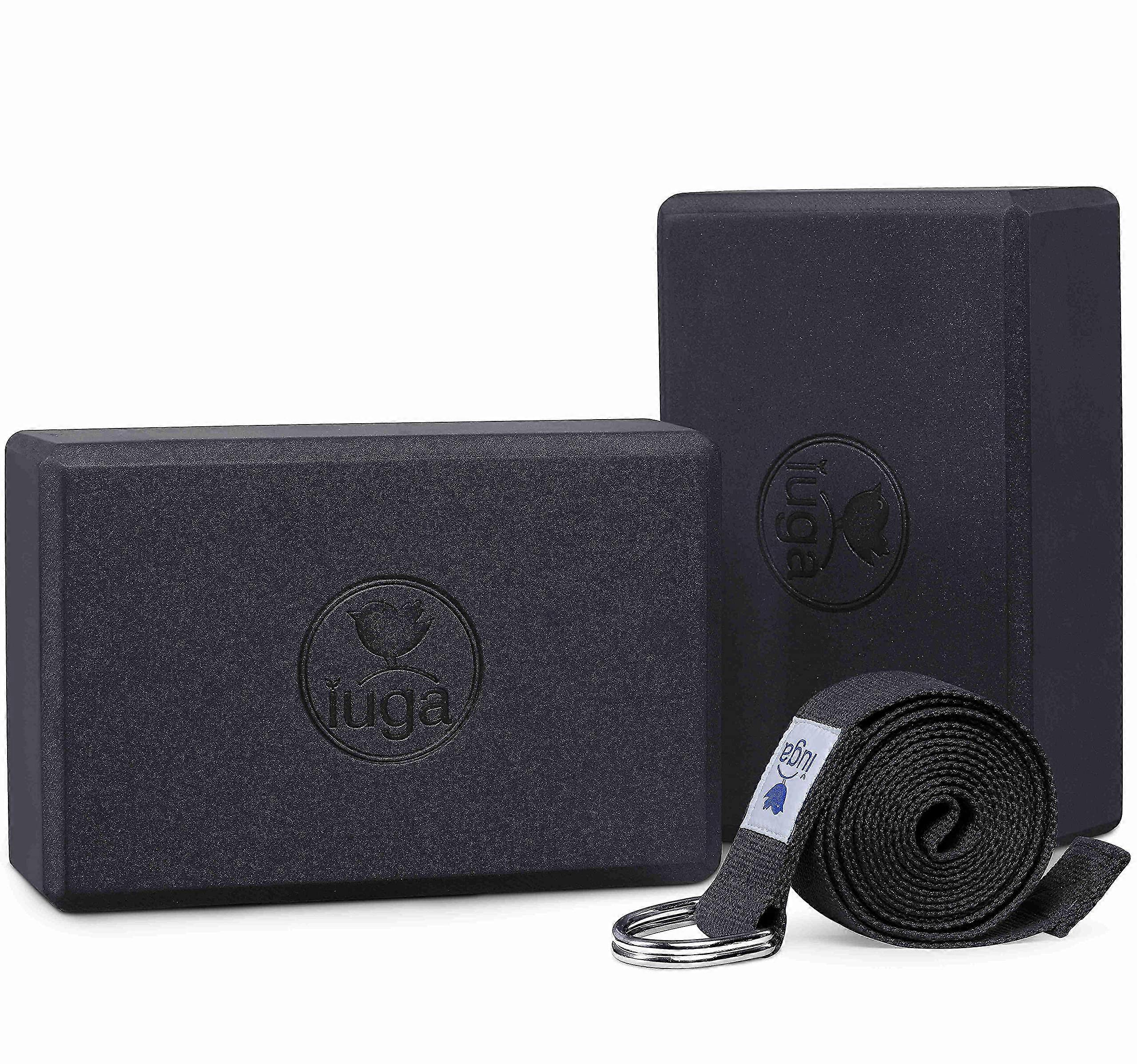 Yoga Block Set Of 2 (9"x6"x3") With Metal D-ring Yoga Strap High Density Yoga Brick To Improve Strength Flexibility And Balance Light Weight And Non-s