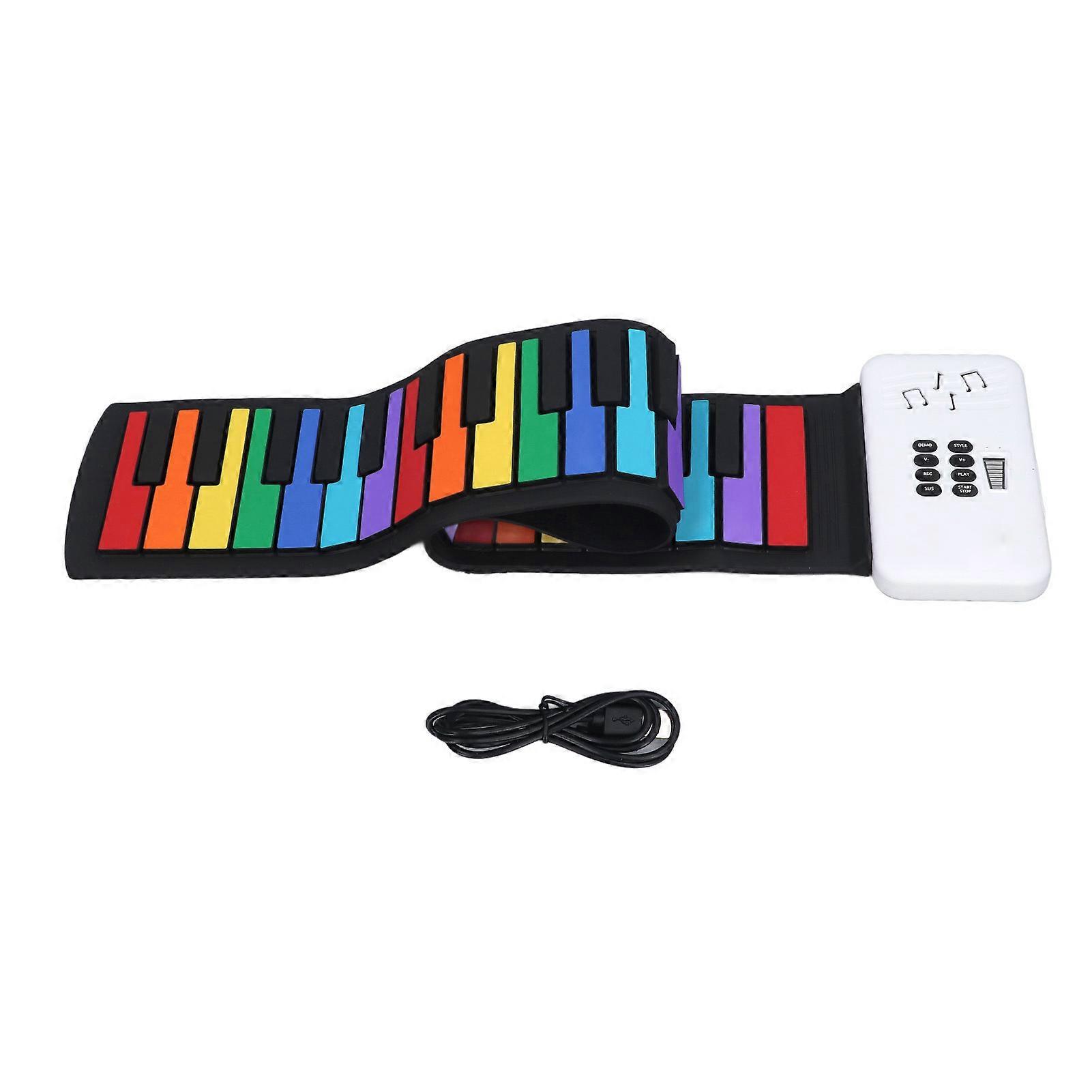 49 Key Roll Up Piano Thickened Silicone Waterproof 500mAh Colorful Foldable Electronic Piano Music for Kids