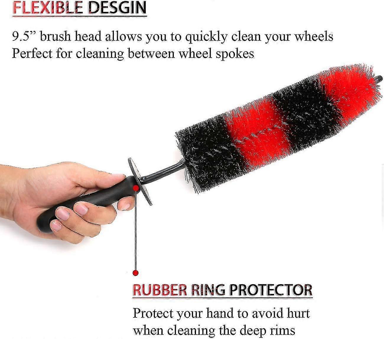 Long Soft Bristle Car Wheel Brush - Perfect For Cleaning Wheels, Rims, And Exhaust Tips