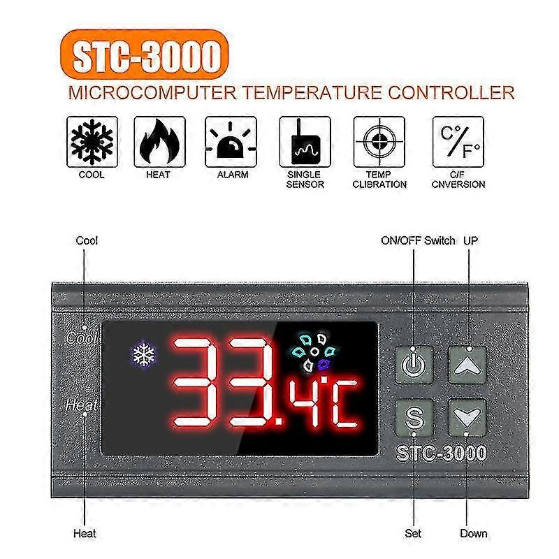 Stc-3000 Microcomputer Temperature Controller 110-220v Digital Thermoregulator With Ntc Probe Cool Heat Sensor