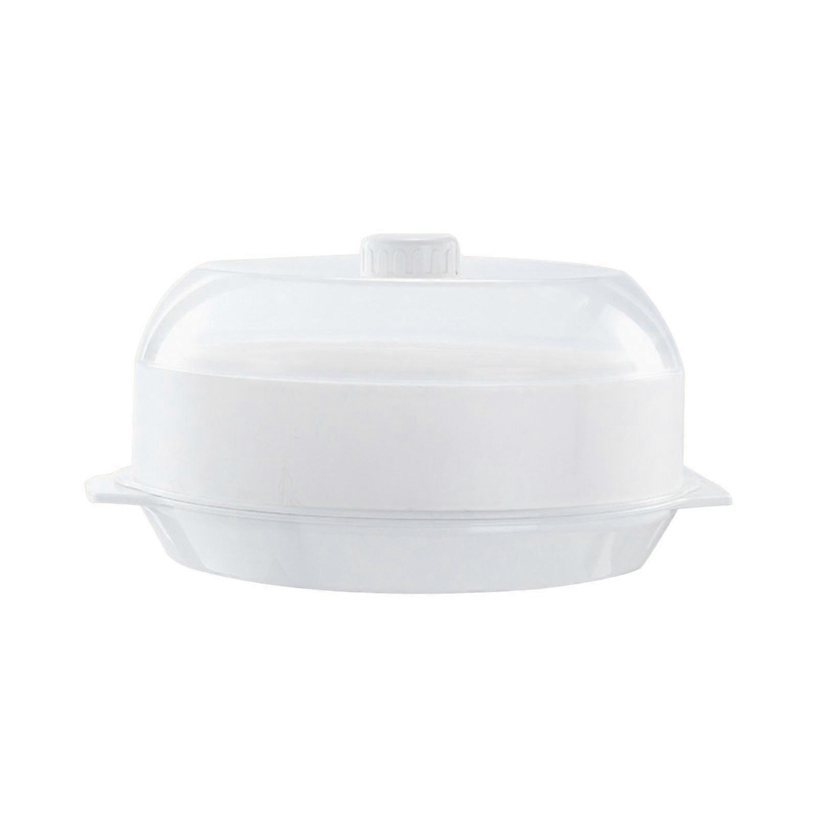 Microwave Food Steamer Stackable Food Container For Vegetables Kitchen Fish White Single Layer