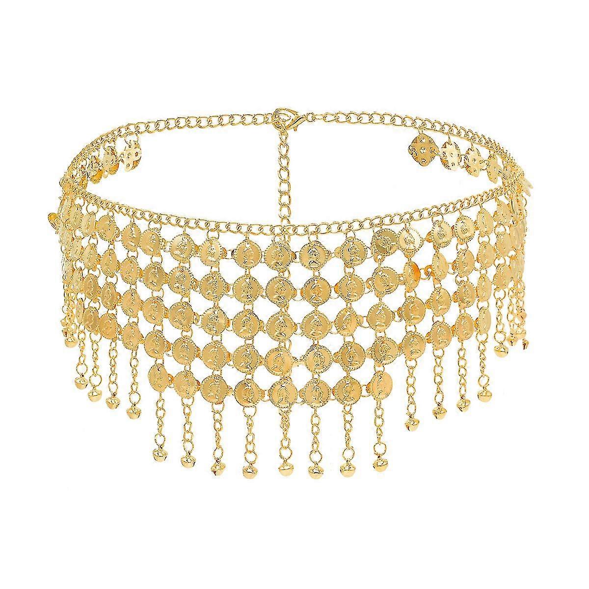 Tassel Body Chain With Bell Pendants Layered Waist Chain