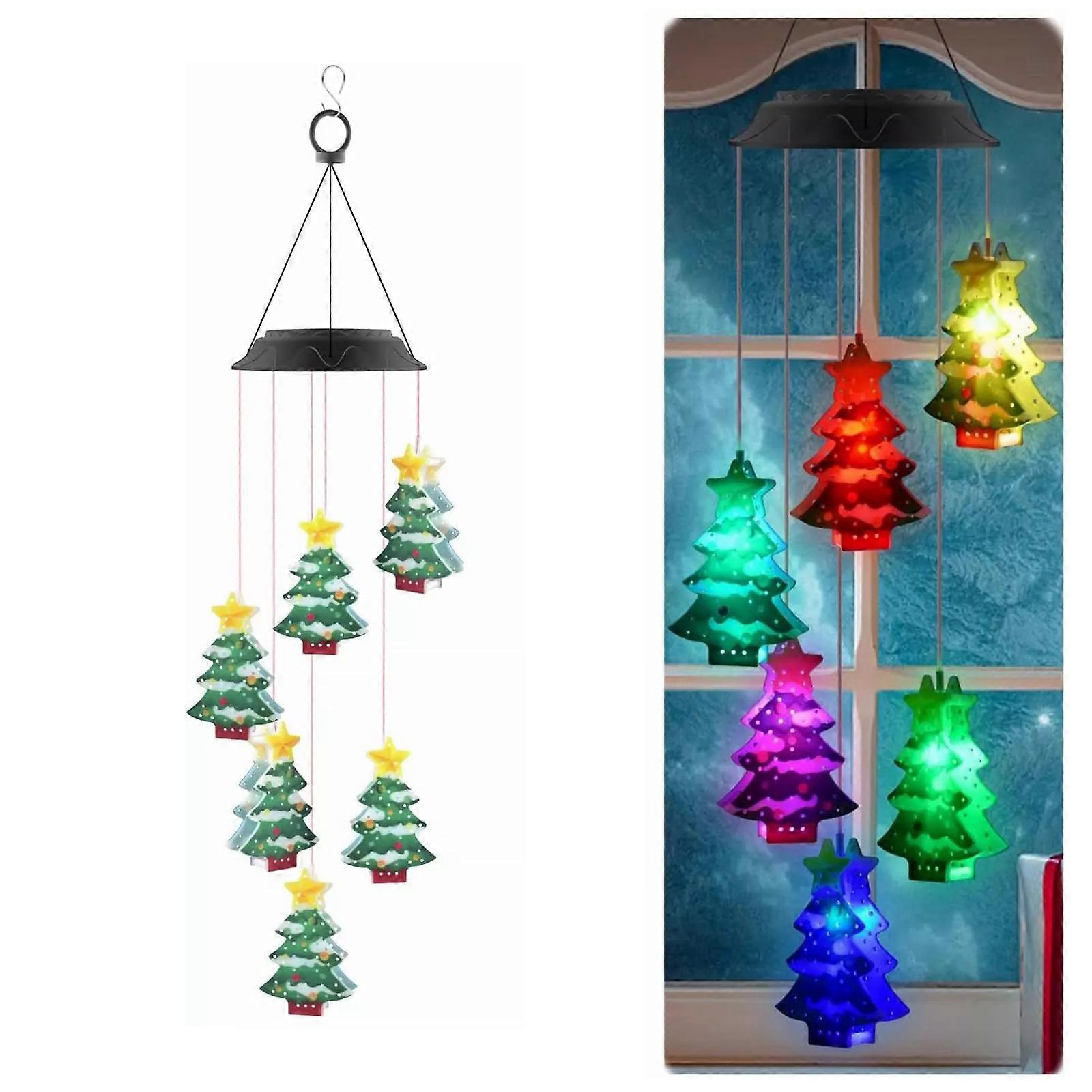 (Christmas Tree) Yard Solar Christmas Tree Wind Chime Lights