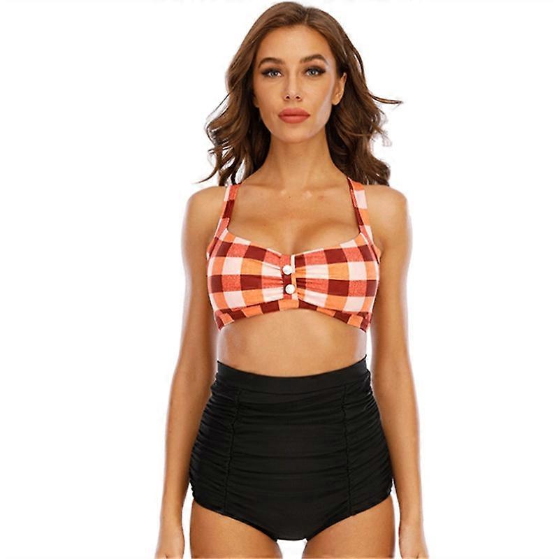 Womens Triangle Bathing Suits Cute Two Piece Swimsuits High Waist Bikin lattices-xxxl
