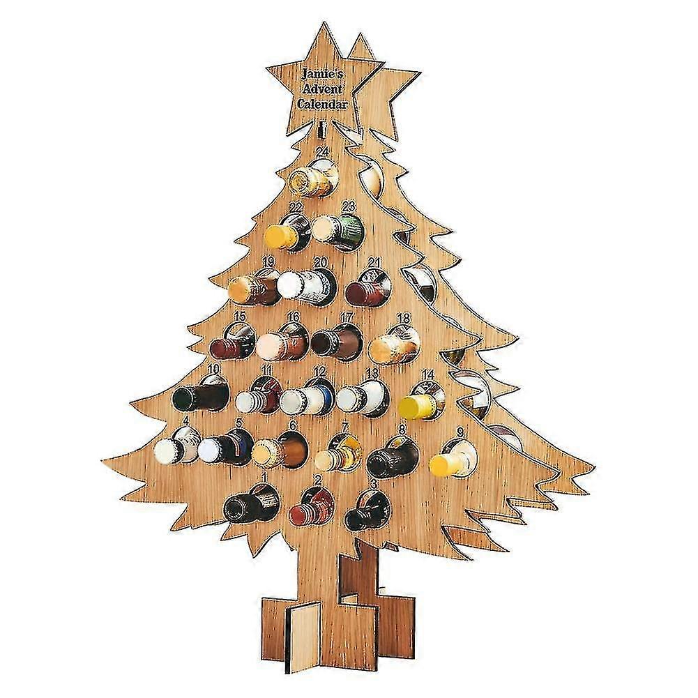 Wine Bottle Rack Creative Wooden Christmas Tree Al Cohol Holder Countdown Calendar 24 Days Xmas Stand Home Dcor