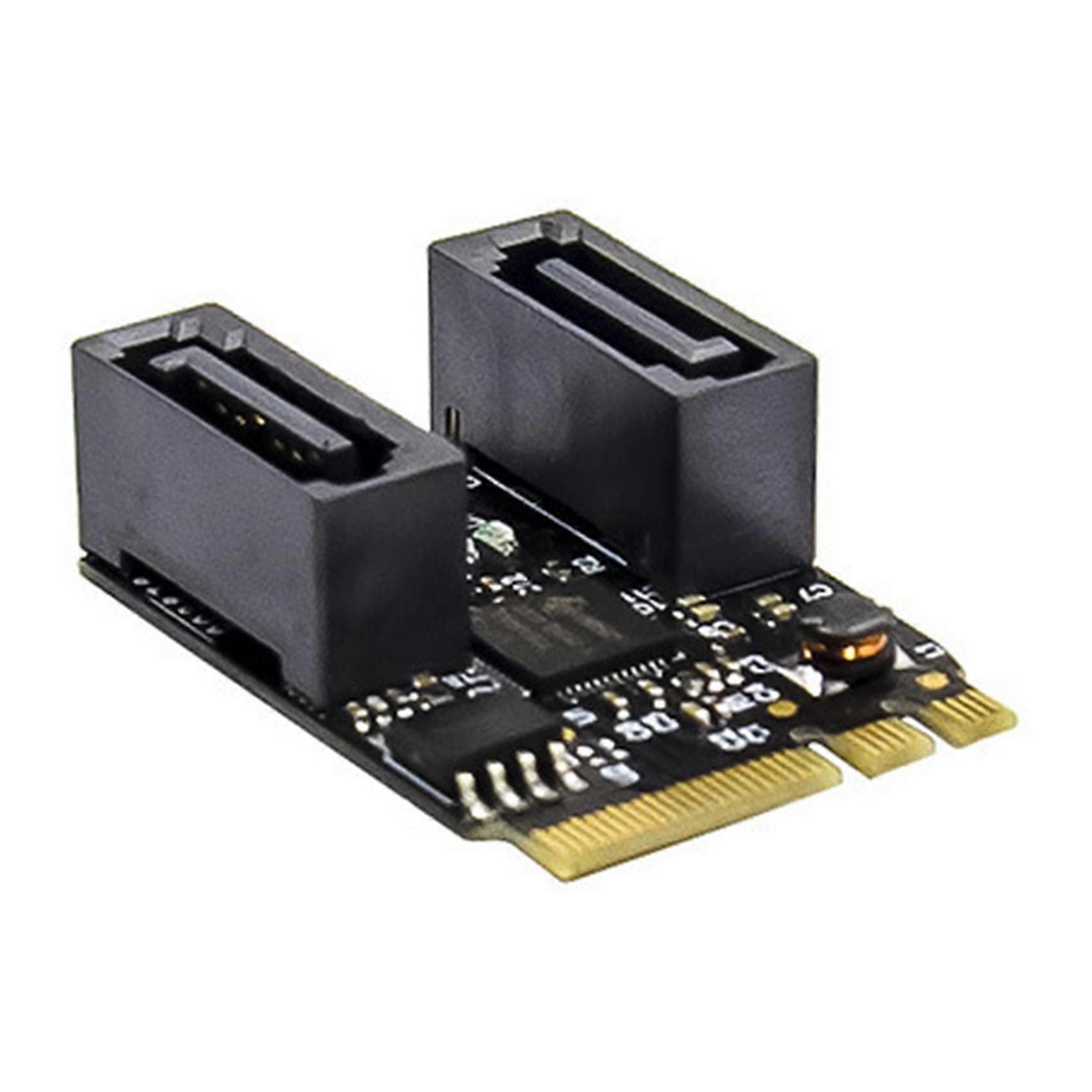 Riser Card M.2 A+E to 2 Port Sata3.0 Expansion Card SATA AHCI Interface Storage Device Adapter Card