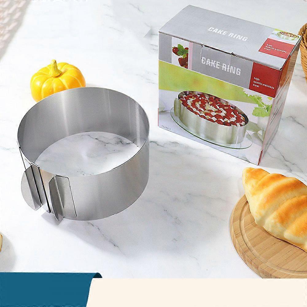 1個-6-12インチラウンドベーキングモールド調整可能-6-12インチ伸縮ケーキリング高さ8cm