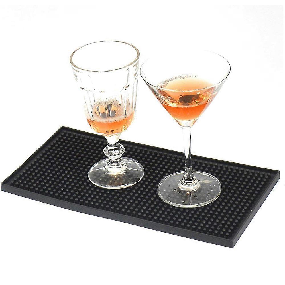 Rubber Overflow Mat - Waterproof Non-Slip Bar Mats in Stylish Black (15X30 cm)