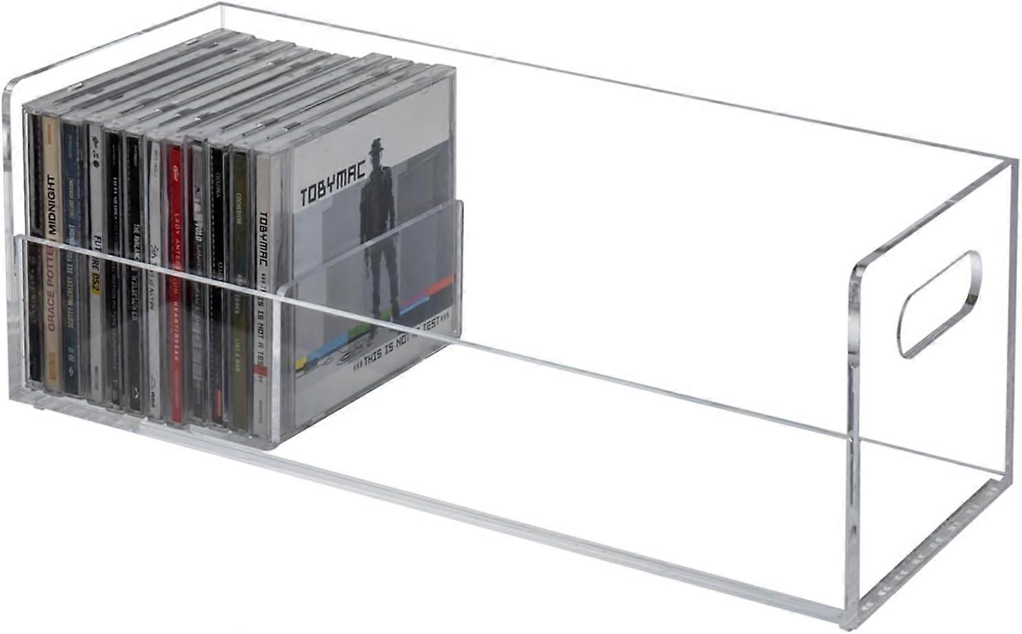 Modern Premium Clear Acrylic Stackable CD Holder Rack with Cutout Carrying
