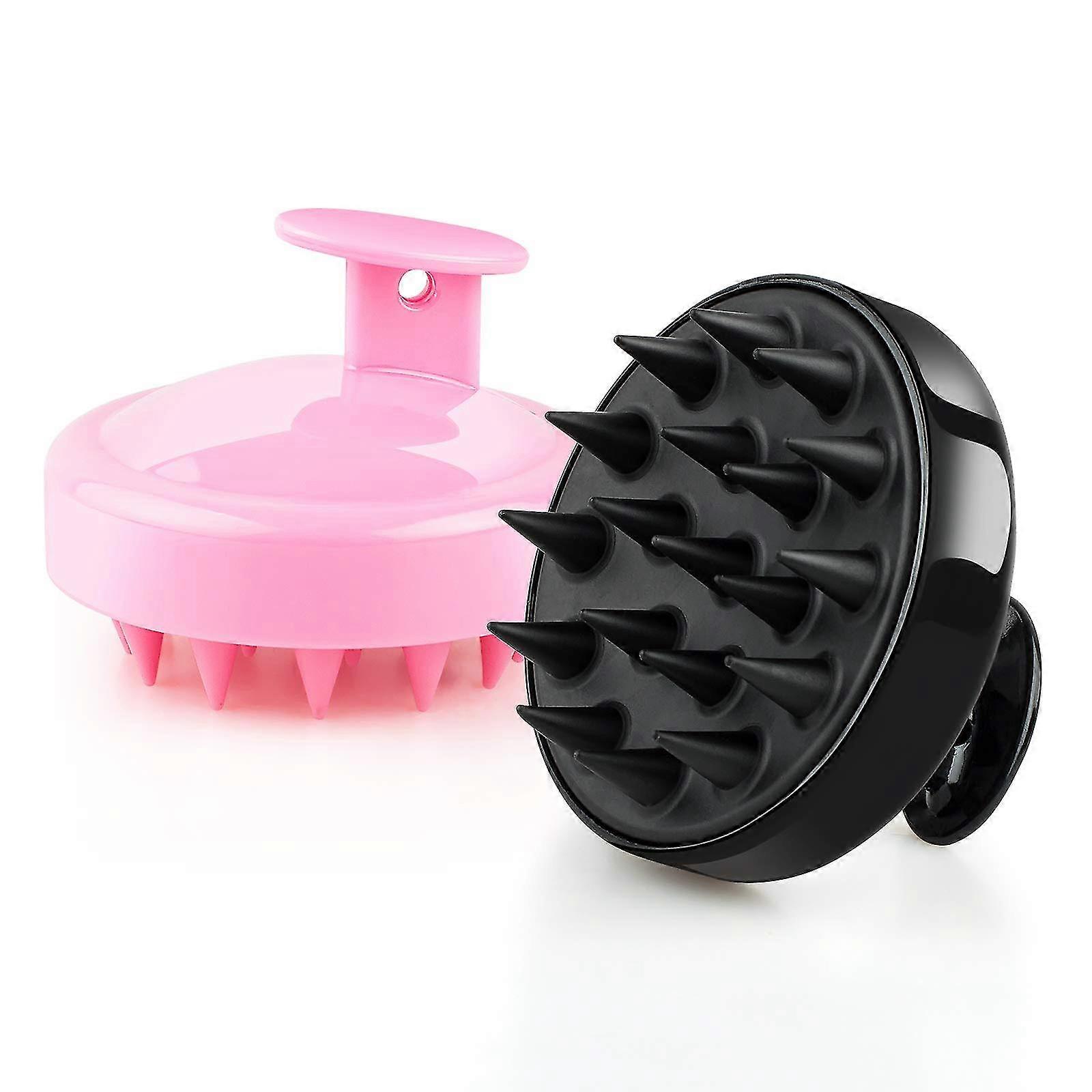 2 Pack Scalp Shampoo Brush - Scalp Massager scalp scalp para mulheres homens pets - (preto & rosa)
