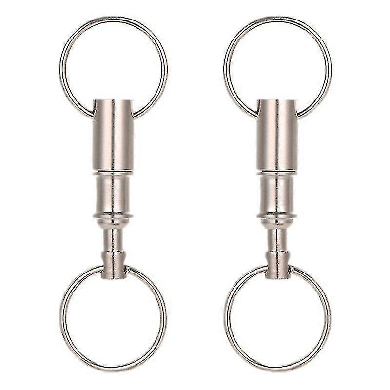 2 Pcs Detachable Pull Apart Key Rings Keychains Double Rings Design Quick Release Key Chain