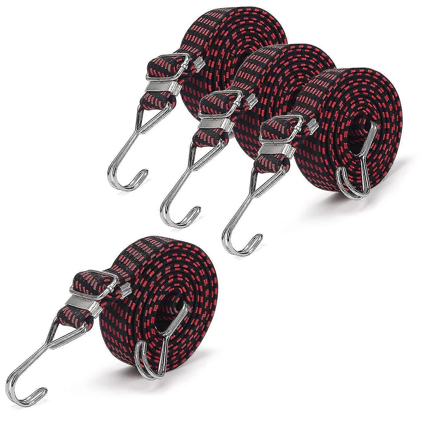 4pcs Bungee Cords With Hook Adjustable For Bike Luggage