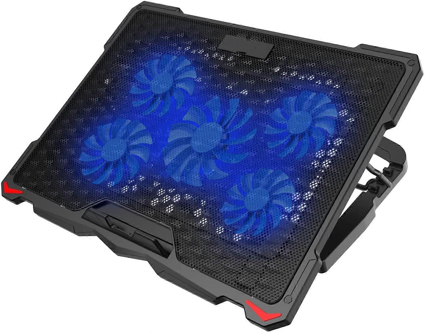 Almofada de resfriamento para laptop - Cooler pesado para notebook com 5 ventiladores, até 3 polegadas, luzes LED azuis