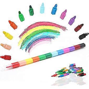 15 Stück Kinderbuntstifte 12 in 1, stapelbare Buntstifte für Kinder, als Geburtstagsgeschenk für Kinder lädt ein, kleine Geburtstagsgeschenke, Weihnachten