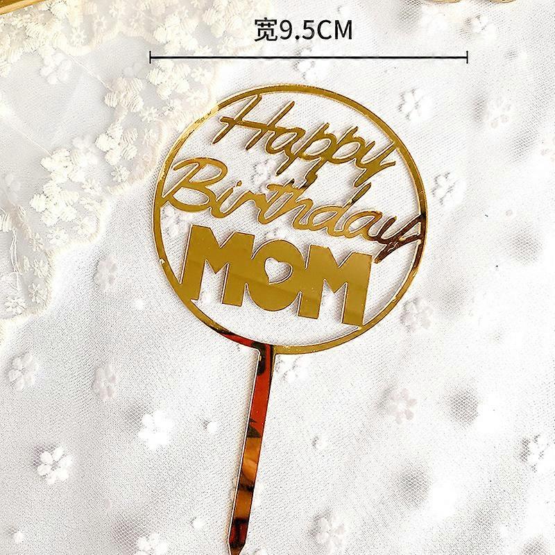 أمي أبي عيد ميلاد سعيد الاكريليك كعكة توبر الذهب الأم الأب كعكة توبر الأعلام للأم الأب عيد ميلاد حزب الزينة