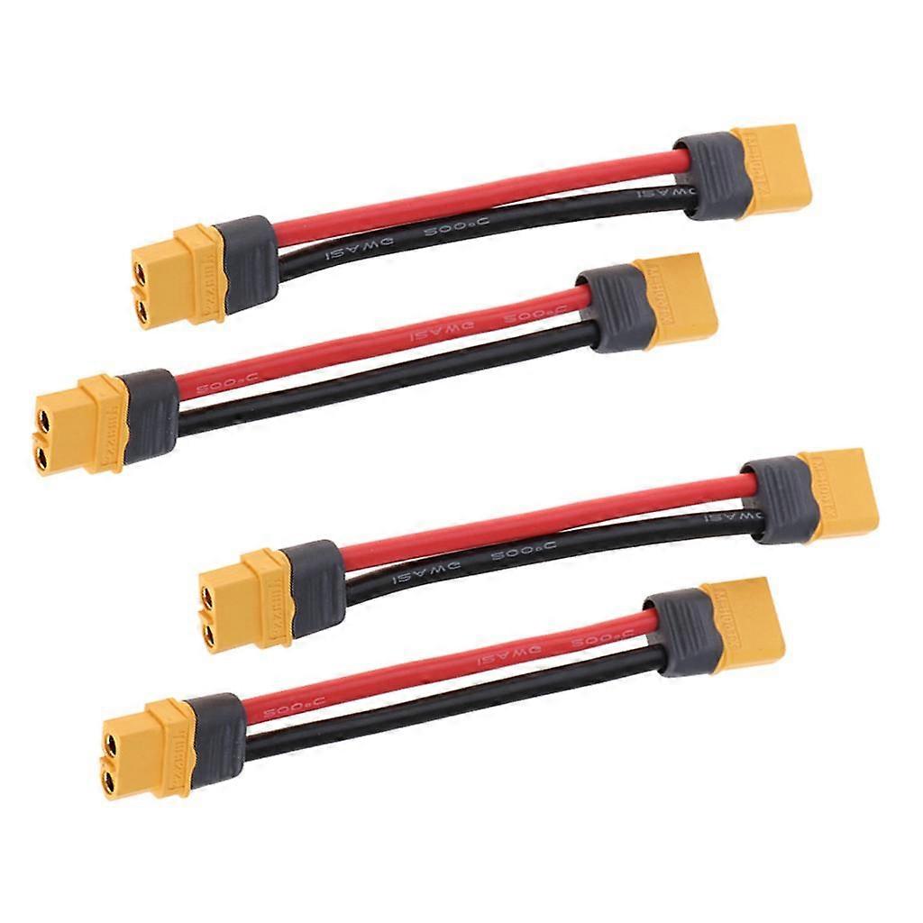 4pc XT60 Plug RC Power Battery Connector Cable Extension Soft Silicone Wire